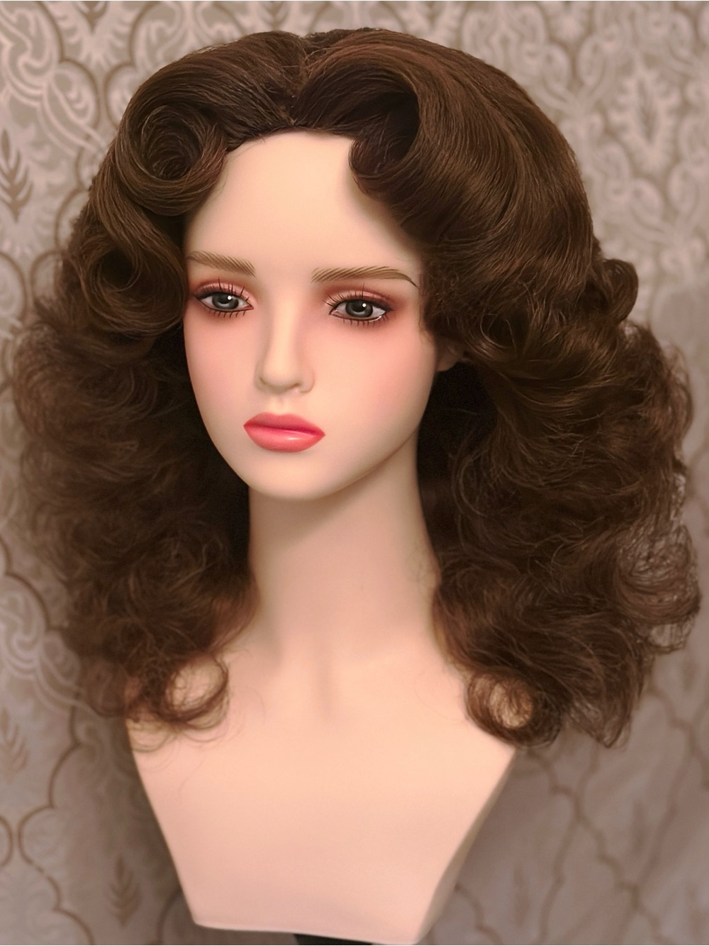 70s Brunette HardFront Wig